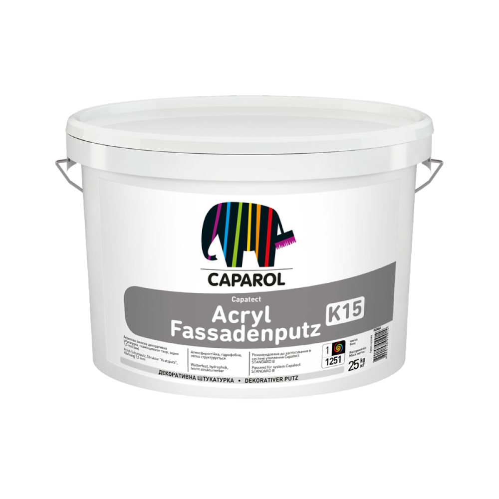 Фасадна декоративна штукатурка Caparol "Capatect Acryl Fassadenputz K15" (біла), 25 кг